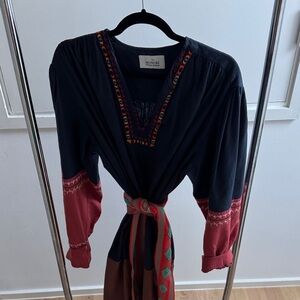 Monoki by Diane Goldstein Embroidered Dress with Tie O/S